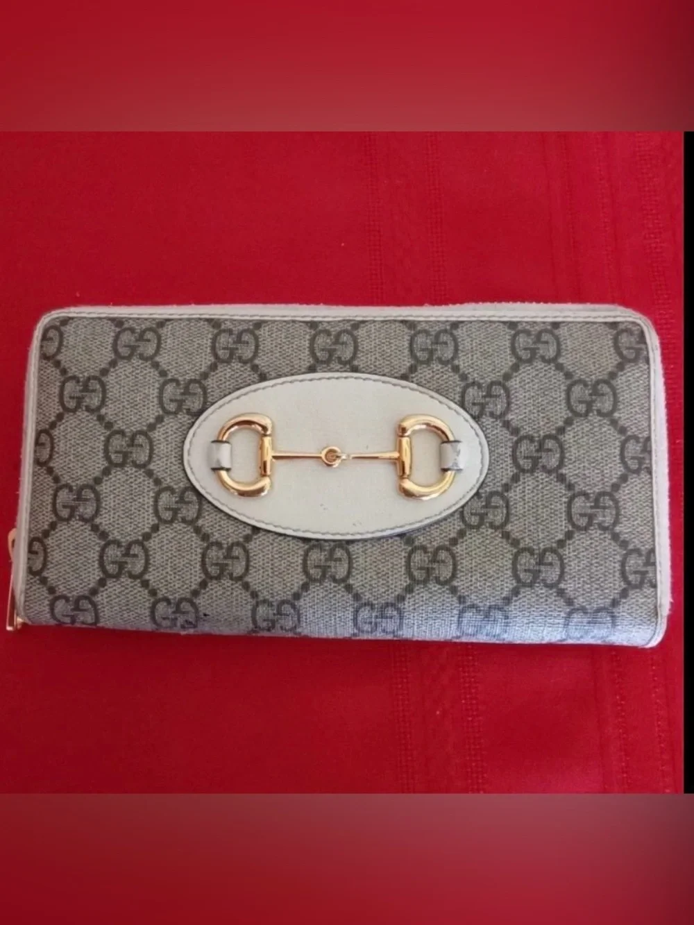 Gucci GG Supreme 1955 Horsebit crossbody wallet with gold accents